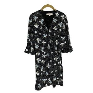 Loft Black Floral Polka Dot Romper 6